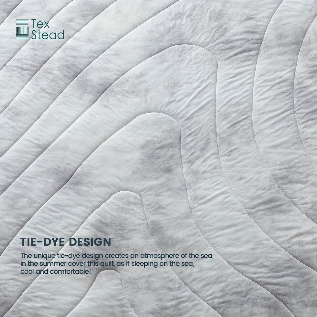 2\u002F3 Pcs Summer High Cool Feeling Value Tie-Dye Wave Quilted Cool Feeling Summer Quilt (1*Cool Feeling Summer Quilt + 1\u002F2 Pillowcase)