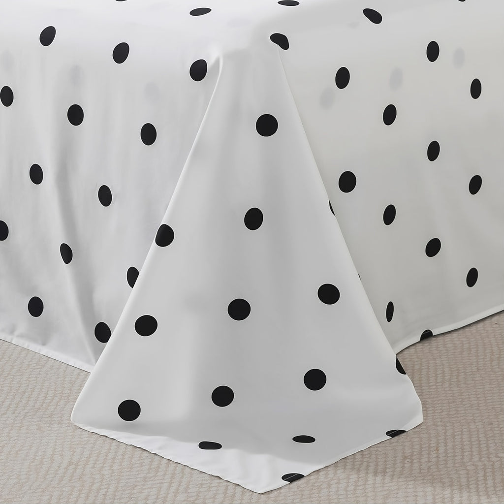 4pcs SoftTouch Bedding Set - 100% Polka Dot Twin\u002FFull\u002FQueen\u002FKing Sheets with Pillowcases, Breathable Twill Weave, All-Season, Machine Washable, Active Printing, Deep Pocket