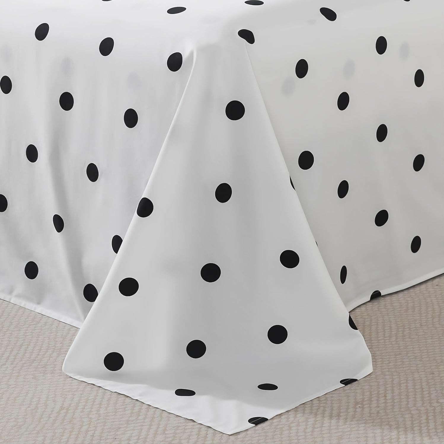 4pcs SoftTouch Bedding Set - 100% Polka Dot Twin\u002FFull\u002FQueen\u002FKing Sheets with Pillowcases, Breathable Twill Weave, All-Season, Machine Washable, Active Printing, Deep Pocket