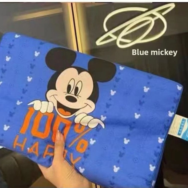 Shi Dizai Officially Licensed Cartoon Character Latex Pillow - Removable Compressed Core with Zipper Closure, 45D High-Density Support, Cute Strawberry Bear, Winnie-the-Pooh & Minnie Mouse Designs, Machine Washable Bedding & Adults, Durable Latex Material