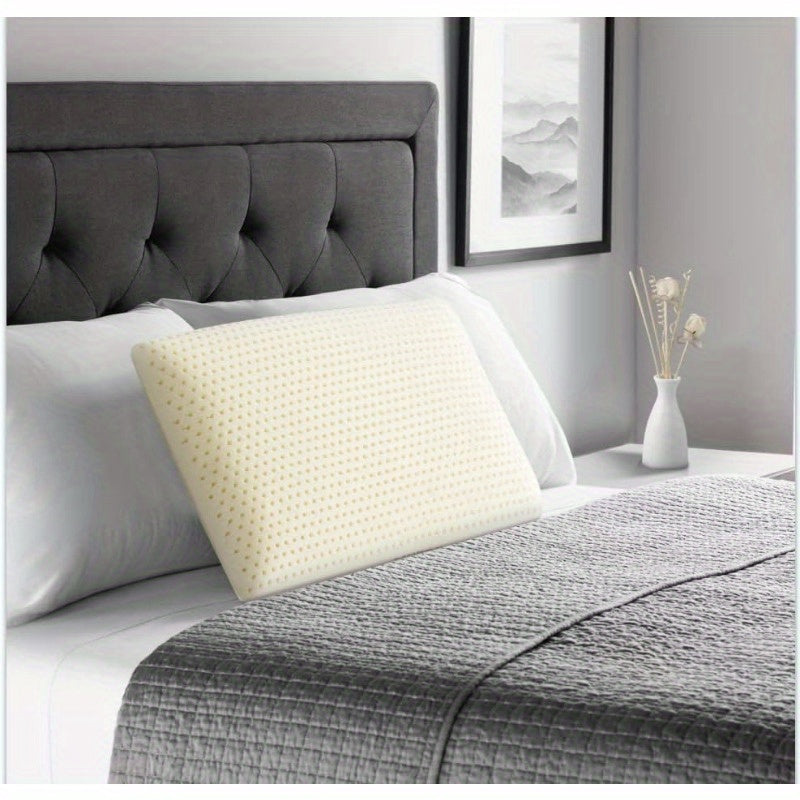 Natural Talalay Latex Sleeping Bed Pillow Luxury Soft Queen Size Pillow for Side Back and Stomach Sleepers Removable Breathable Cotton Cover Standard Size