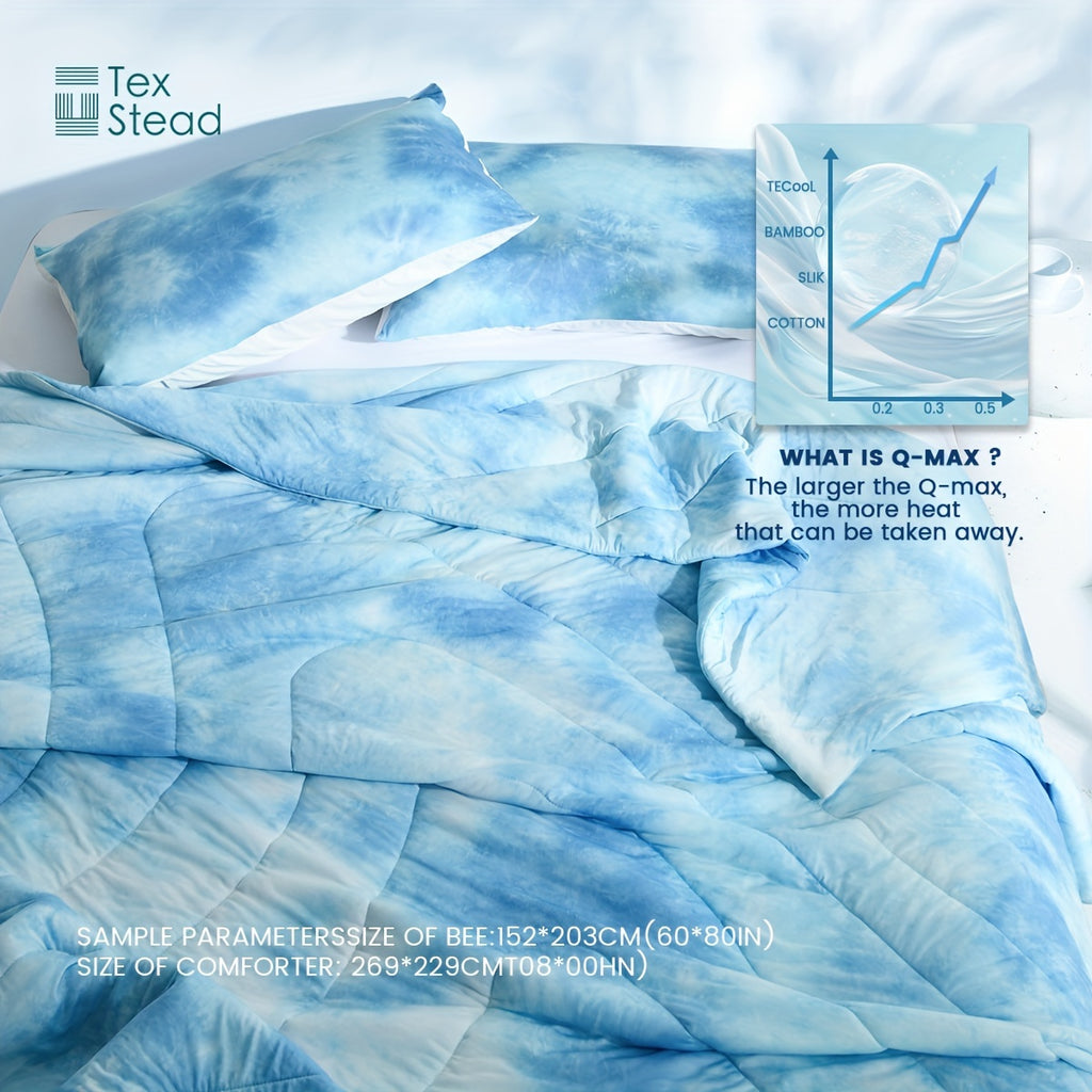 2\u002F3 Pcs Summer High Cool Feeling Value Tie-Dye Wave Quilted Cool Feeling Summer Quilt (1*Cool Feeling Summer Quilt + 1\u002F2 Pillowcase)