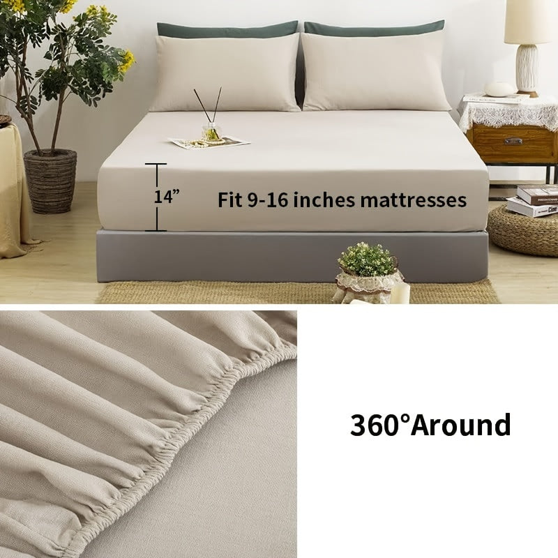 Natural Linen 100% Linen Sheets, 4pcs Linen Sheets Set, Soft Durable Deep Pocket Fitted Sheet & Flat Sheet & 2 Pillowcases (Queen Size\u002F King Size\u002F California King Size)