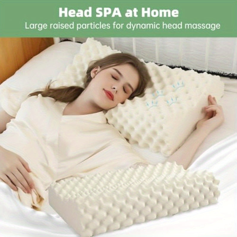 Latex PillowNeck Support Bed Pillows with Removable Comfort Pillowcase Latex Pillow for Side Back and Stomach Sleeping