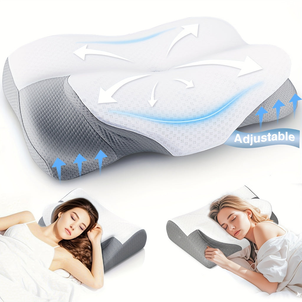1pc Butterfly Shape Orthopedic Pillow - Ergonomic Cervical Support, Hand Rest, Slow Rebound, Sleeping Neck Pillow, Hypoallergenic, Machine Washable Pillow Cover, Gift for Elders And Parent