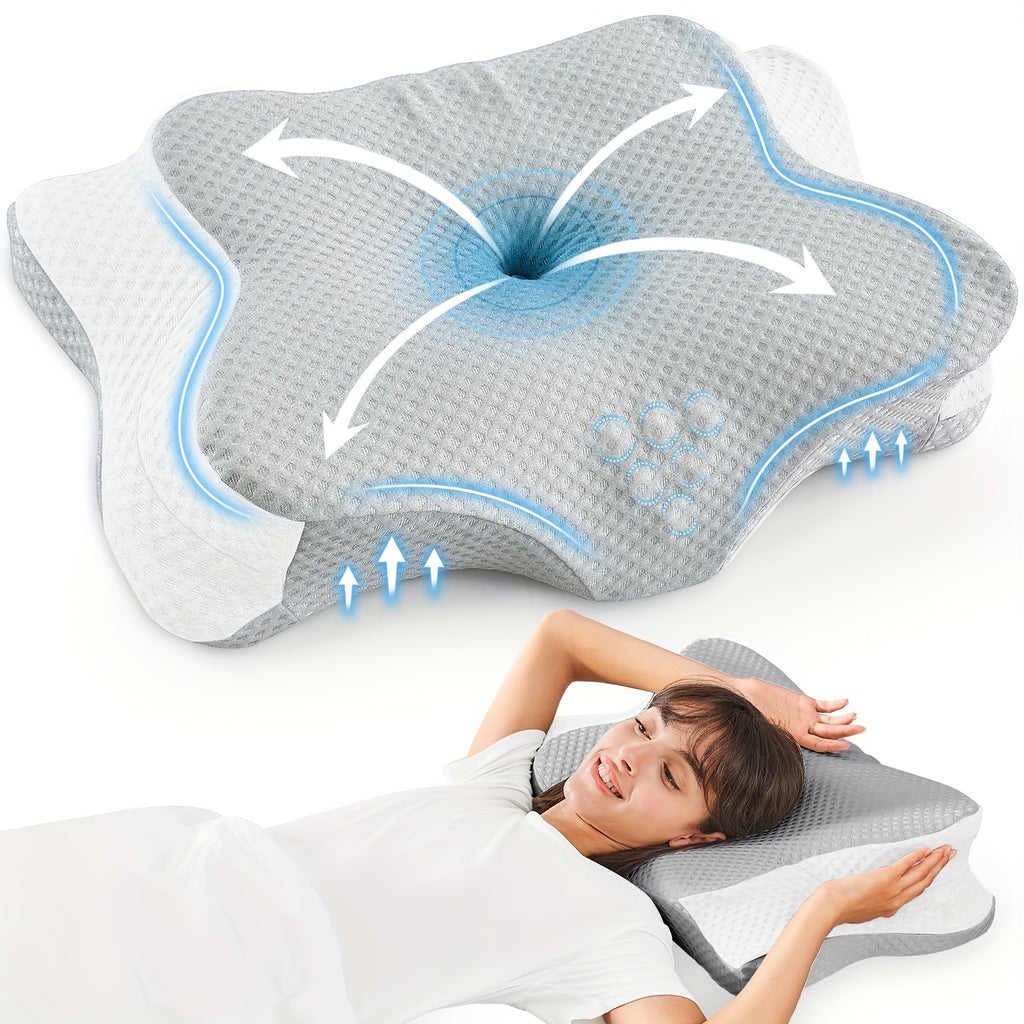 Cervical Pillow For Neck And Shoulder, Contour Memory Foam Pillow, Ergonomic Neck Support Pillow For Side Back Stomach Sleepers With Pillowcase