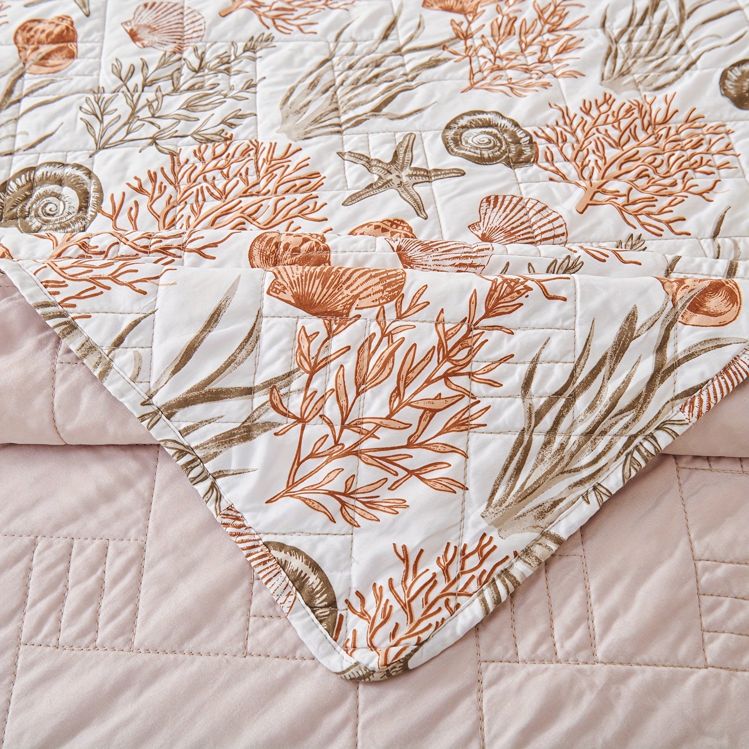 2\u002F3pcs New Ocean Shell Pattern Thin Quilt Set, Comfortable Polyester Quilt, Washable, with Pillowcase (No Filling), Suitable for Bedroom, Guest Room, Room Decoration