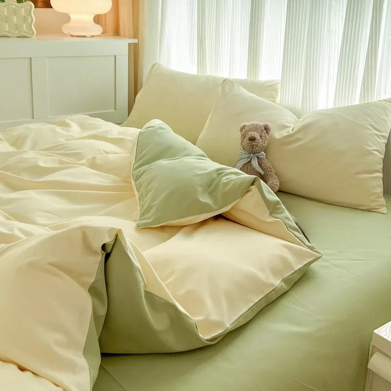 4pcs Solid Color Brush Fabric Bedding Set - Includes Duvet Cover, Pillowcases, and Quilt Cover - Machine Washable, All-Season Comfort - Available in Single, Queen, and King Sizes, Bedding Accessories | Modern Bedding Set | Durable Bedding, Bedding Set