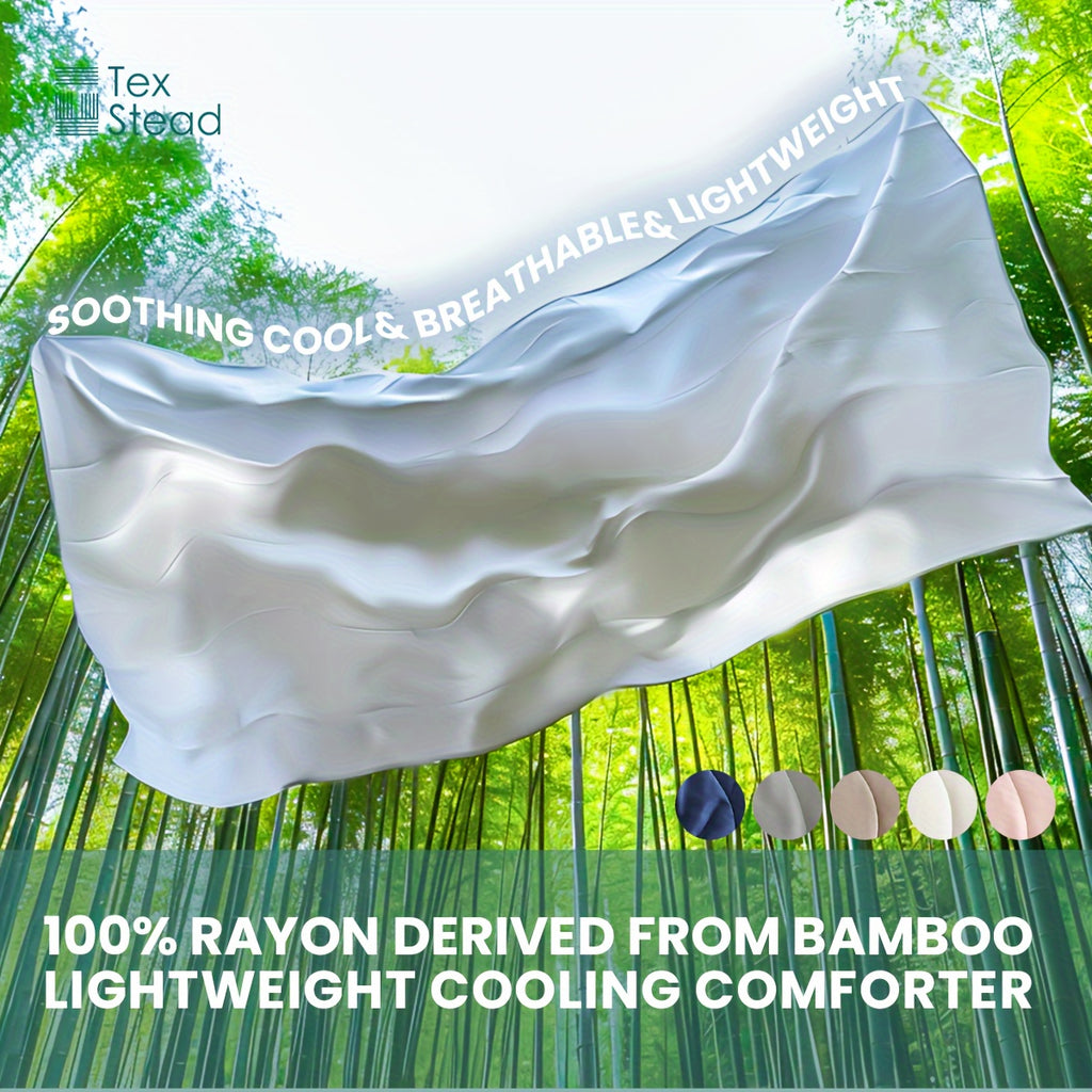 Luxurious Bamboo Fiber Quilt - French Style, Striped Summer Bedding for All Seasons, Machine Washable