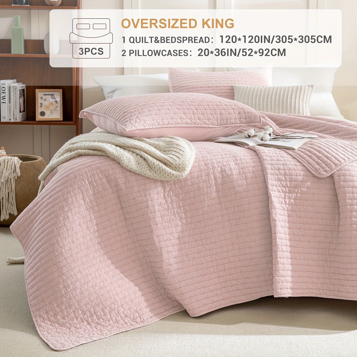 Stonewashed Cotton Coverlet, Olive Green Ultra Soft Crinkle Quilt Bedding Set 3pcs Cross Stitch Pattern Lightweight Breathable Bedspread Set for All Season