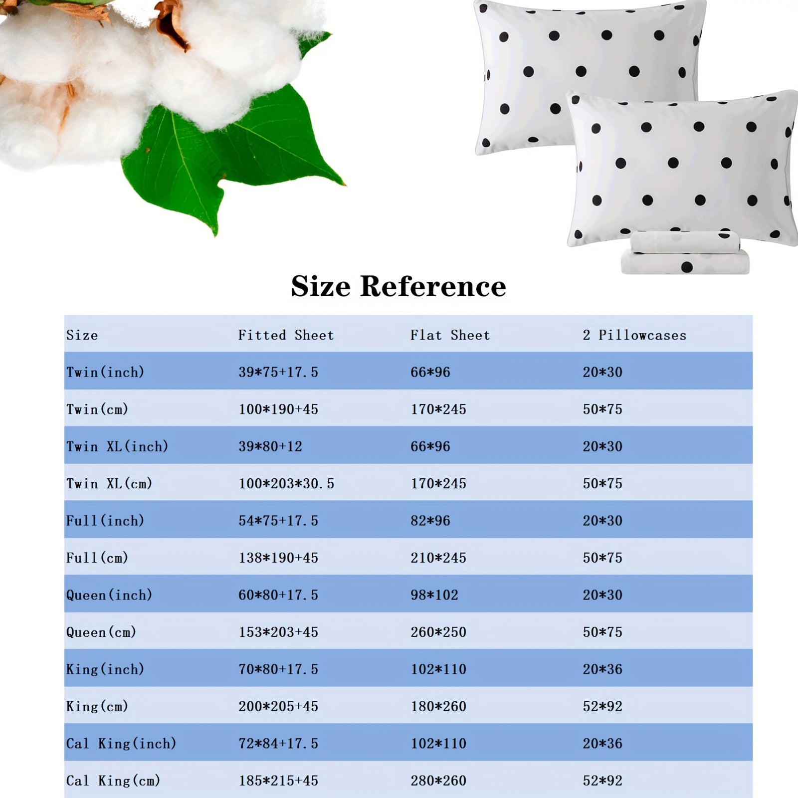 4pcs SoftTouch Bedding Set - 100% Polka Dot Twin\u002FFull\u002FQueen\u002FKing Sheets with Pillowcases, Breathable Twill Weave, All-Season, Machine Washable, Active Printing, Deep Pocket