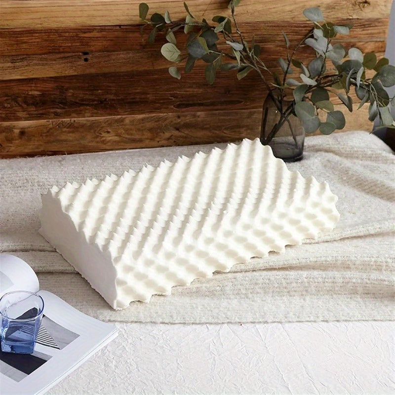 1pc Natural Latex Pillow - Orthopedic Cervical Support Cushion for Spinal Alignment, Medium-Soft Breathable Design, Machine Washable, Ergonomic Sleep Aid for Neck & Back Relief, Comfortable Sleeping, Textured Surface, Durable Construction, Home Users