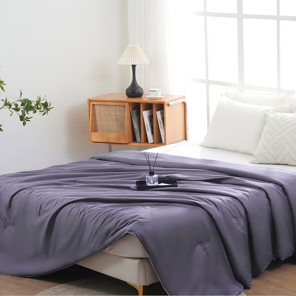 Luxurious Summer\u002FSpring Lightweight Mulberry Silk Comforter, Luxury Silk Bedding Summer, Long Strand Silk Fill Duvet Blankets, Noiseless Cotton Shell (Dark Gray)