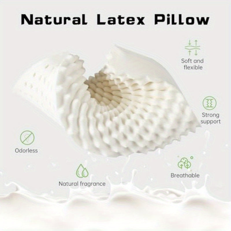 Latex PillowNeck Support Bed Pillows with Removable Comfort Pillowcase Latex Pillow for Side Back and Stomach Sleeping