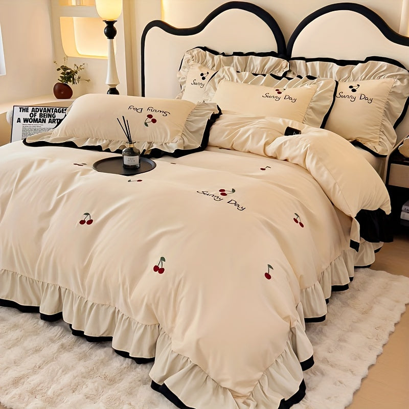 European And American Style Light Luxury Four-piece Bed Set High-end Embroidered Lace Quilt Set Sheet