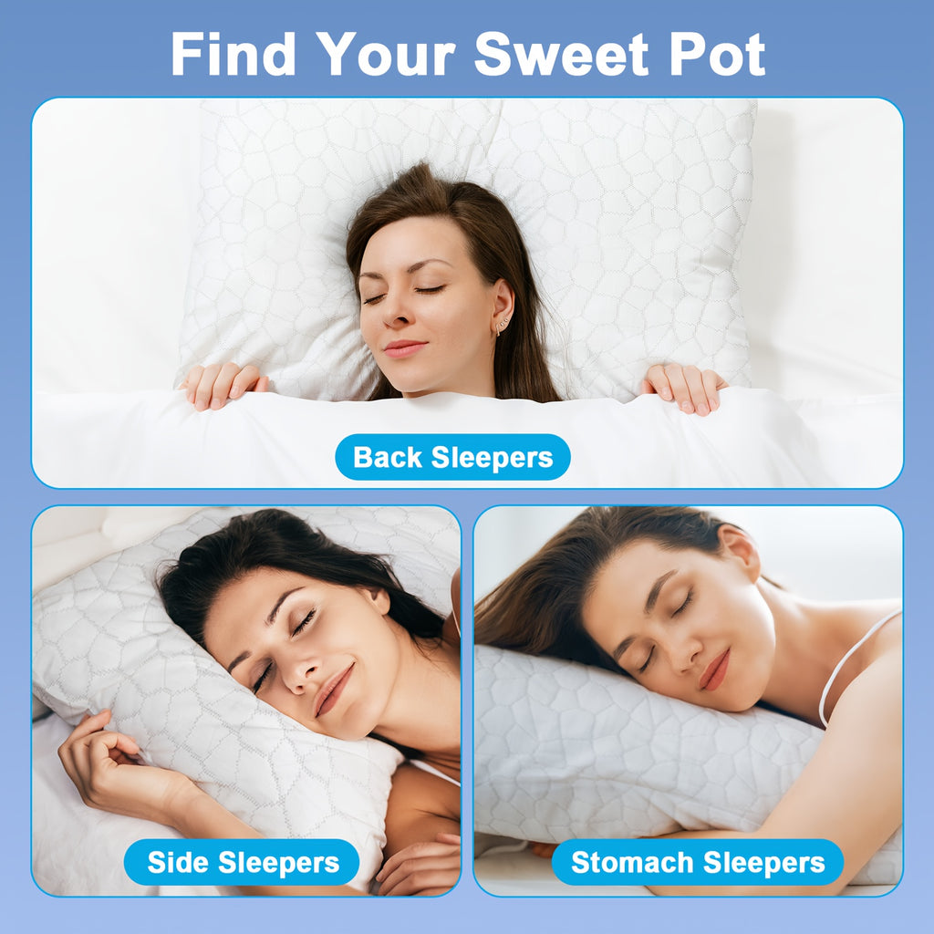 Cooling Pillow Queen Size, Shredded Cool Pillow for Hot Sleepers, Adjustable Firm Soft Support Bed Pillows Perfect for Back Neck And Side Sleeping with Pillow Case Cover, White