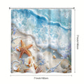 1\u002F4pcs - Beach Shower Curtain Set, Dreamy Waves Beach Flowers Starfish Shells Ocean Waterproof Shower Curtain With 12 Hooks, Non-slip Bathroom Floor Mat, Toilet U-shaped Mat, Cover Mat, Shower Decoration Accessories