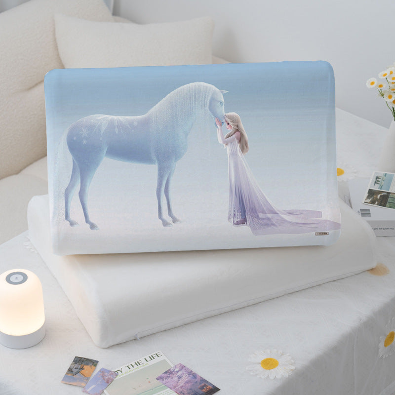 summer new Princess Aisha milk velvet pillowcase 360 wrapped pillow with elastic cool latex pillow., Summer Sleep, Hot Weather Comfort, Elastic Cover, Stylish Bedding, Comfortable Padding, Latex Filling, Adjustable Support, Pillow Protector, Home Decor Lo