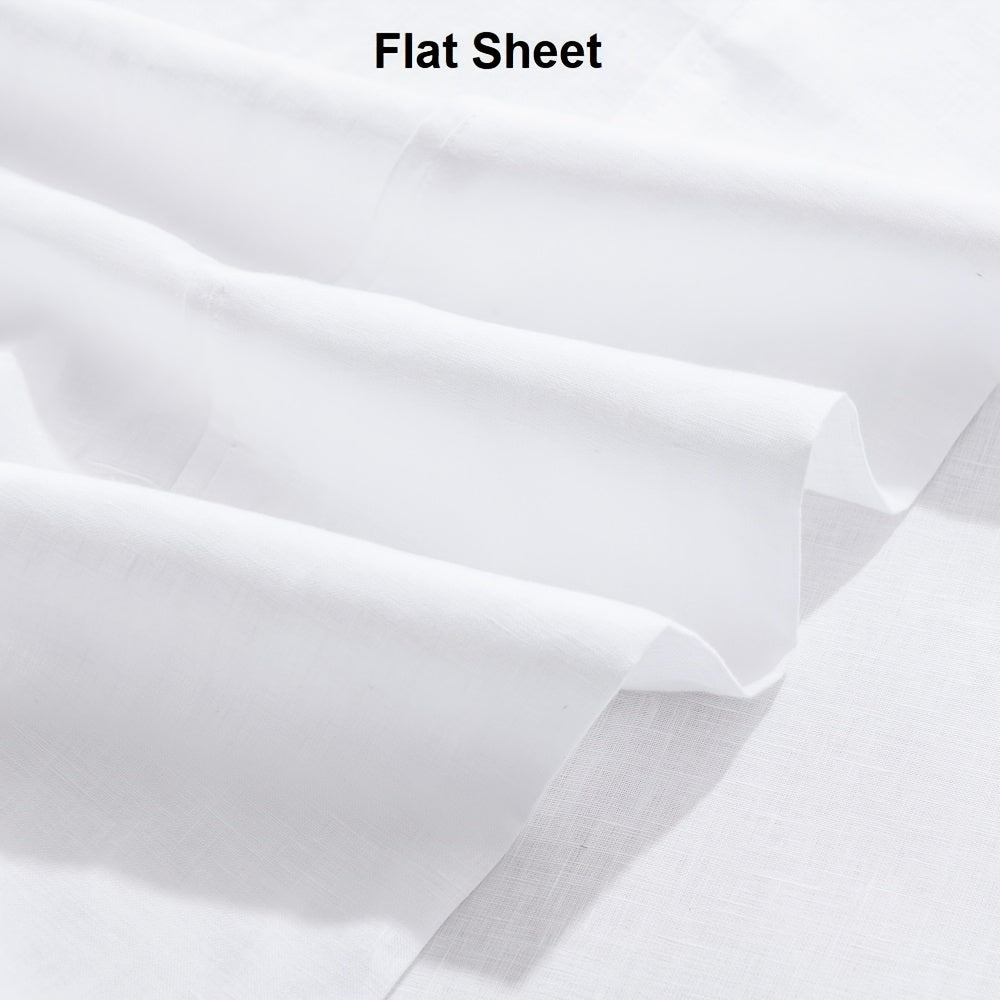 Washed French Linen Sheet Set (1 Flat Sheet, 1 Fitted Sheet & 1or2 Pillowcases), 16\