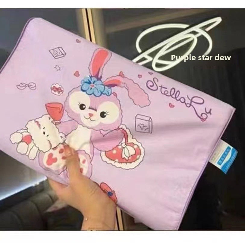 Shi Dizai Officially Licensed Cartoon Character Latex Pillow - Removable Compressed Core with Zipper Closure, 45D High-Density Support, Cute Strawberry Bear, Winnie-the-Pooh & Minnie Mouse Designs, Machine Washable Bedding & Adults, Durable Latex Material