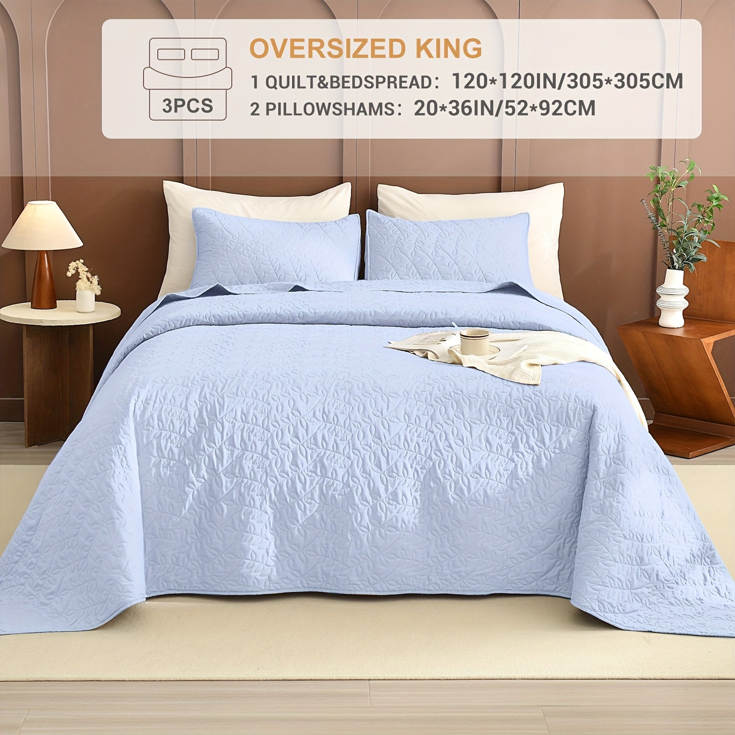 Lightweight Soft Extra Large Thin Quilt Set 3pcs, Minimalist Aesthetic Style, Ultra-Soft Comfortable Lightweight Bedding for All Seasons