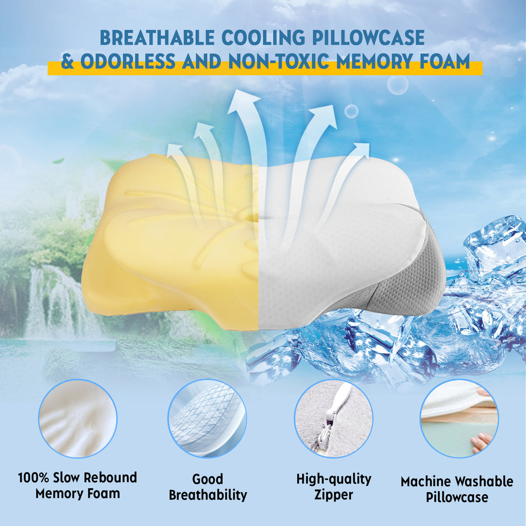 1pc Butterfly Shape Pillow - Ergonomic Cervical Support, Slow Rebound, Sleep Relaxation Neck Pillow, Neck Support Pillow, Back And Side Sleeper Bedding - Machine Washable Pillowcase, Gift For Elders And Parent