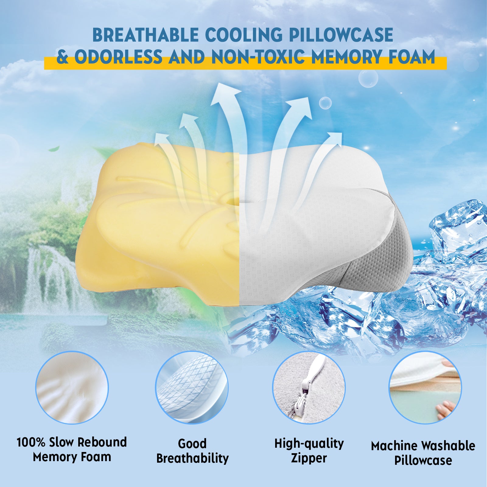 1pc Butterfly Shape Pillow - Ergonomic Cervical Support, Slow Rebound, Sleep Relaxation Neck Pillow, Neck Support Pillow, Back And Side Sleeper Bedding - Machine Washable Pillowcase, Gift For Elders And Parent