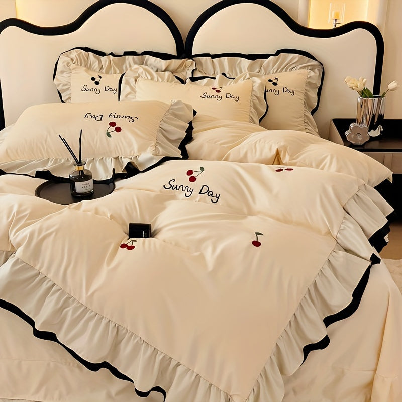 European And American Style Light Luxury Four-piece Bed Set High-end Embroidered Lace Quilt Set Sheet