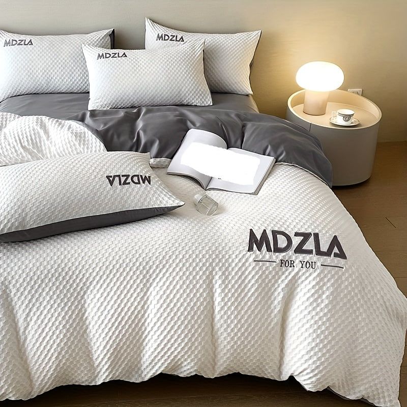 Light Luxury Four Piece Bedding Set With High-end Embroidered Lace That Can Be Washed All Year Round, Including One Duvet Cover, One Bed Sheet, And Two Pillowcases, Without A Core