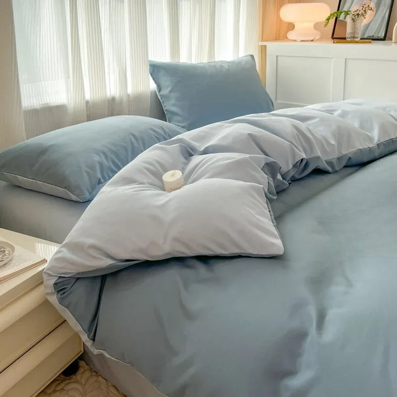 4pcs Solid Color Brush Fabric Bedding Set - Includes Duvet Cover, Pillowcases, and Quilt Cover - Machine Washable, All-Season Comfort - Available in Single, Queen, and King Sizes, Bedding Accessories | Modern Bedding Set | Durable Bedding, Bedding Set