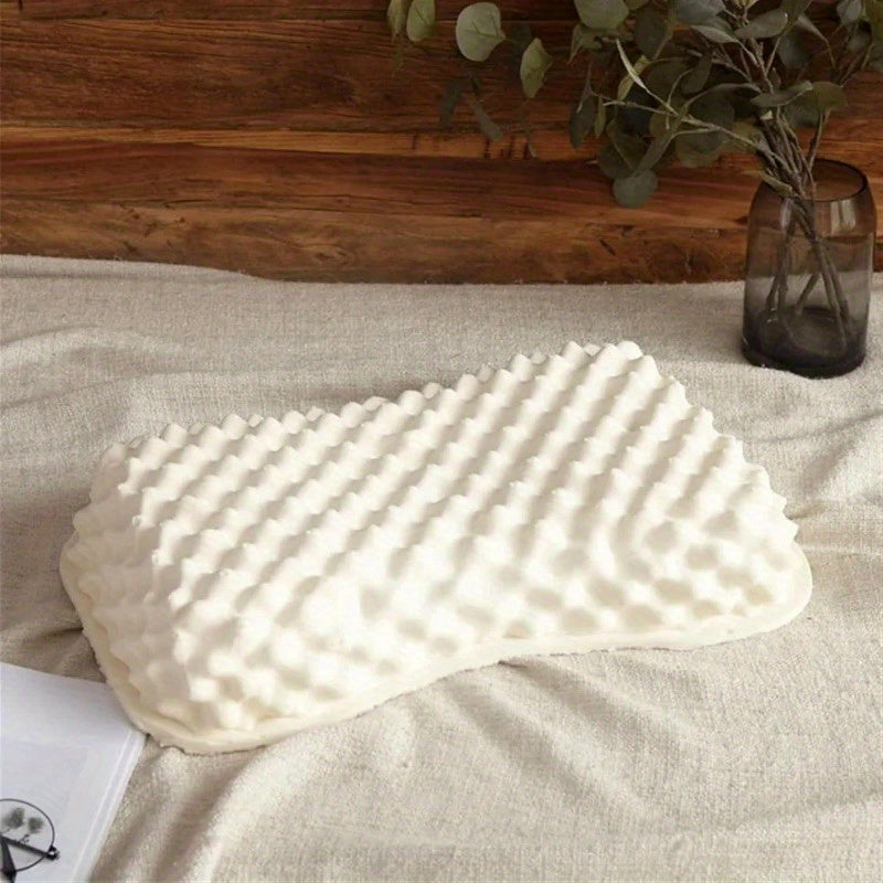 1pc Natural Latex Pillow - Orthopedic Cervical Support Cushion for Spinal Alignment, Medium-Soft Breathable Design, Machine Washable, Ergonomic Sleep Aid for Neck & Back Relief, Comfortable Sleeping, Textured Surface, Durable Construction, Home Users