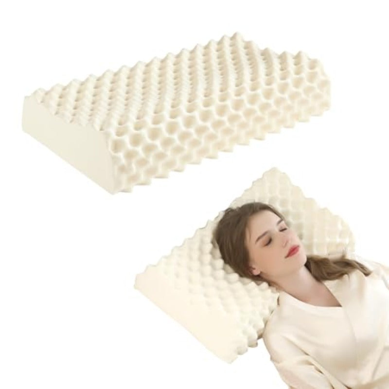 Natural Latex Pillow - Bed Pillow with Removable Washable Cover, Spinal Support for Neck, Back, Side, Stomach Sleepers - Heavy Duty for Cervical & Lower Back - Ideal for Side\u002FBack\u002FStomach Sleepers,, Office Workers - Available in Two Heights - Na