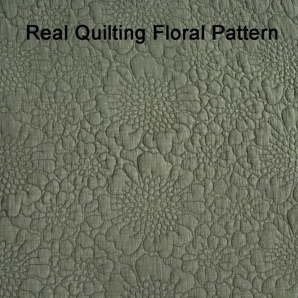 3pcs Stonewashed Cotton Reversible Floral Quilt Set Bedspreads, Real Quilting Soft & Breathable Quilt, All Seasons Lightweight Bedspread, Master Suites Or Guest Rooms Bedding Set (1 Quilt, 2 Pillow Shams), Machine Washable.