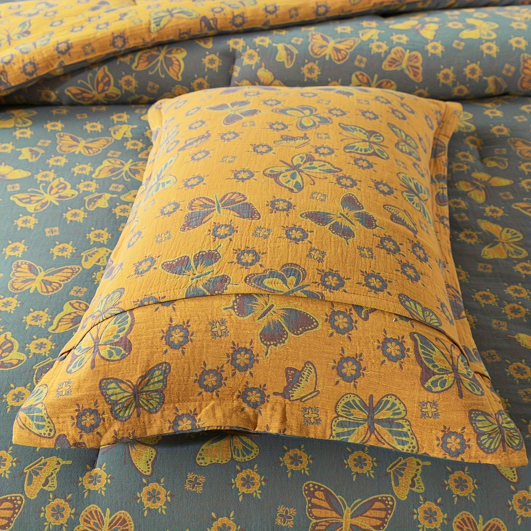 4pcs Washed Double Layer Muslin 100% Patchwork Patterned Vintage Comforter Set, Boho Fluffy Thick Checked Bed Comforter Sets, Luxury Home Hotel Designer Bedding Set, Soft Breathable, All-Season