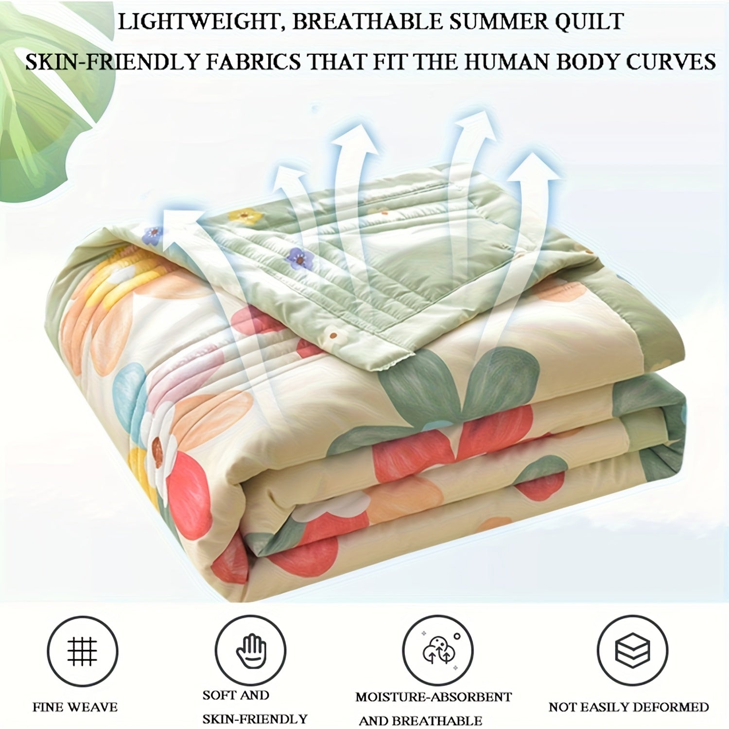 OASKYS Floral Quilt Comforter - Soft Summer Cooling Duvet with Microfiber Filling, Machine Washable, All-Season Lightweight Bedding for Cozy Home Decor, Comfortable Bedding, Decorative Bedding, Flannel Fabric
