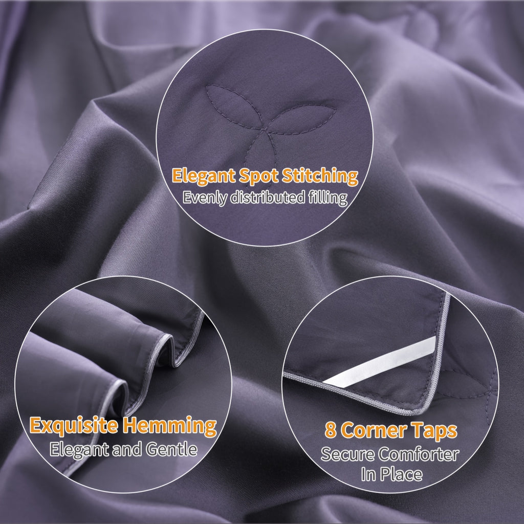 Luxurious Summer\u002FSpring Lightweight Mulberry Silk Comforter, Luxury Silk Bedding Summer, Long Strand Silk Fill Duvet Blankets, Noiseless Cotton Shell (Dark Gray)