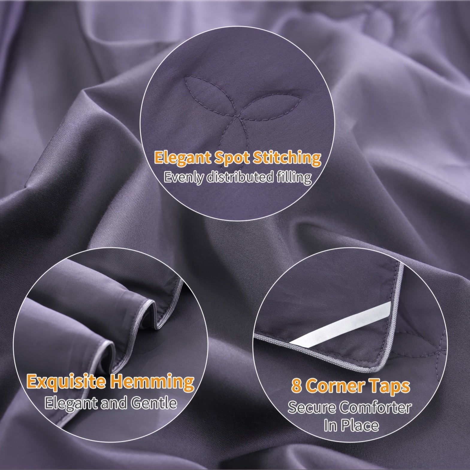 Luxurious Summer\u002FSpring Lightweight Mulberry Silk Comforter, Luxury Silk Bedding Summer, Long Strand Silk Fill Duvet Blankets, Noiseless Cotton Shell (Dark Gray)