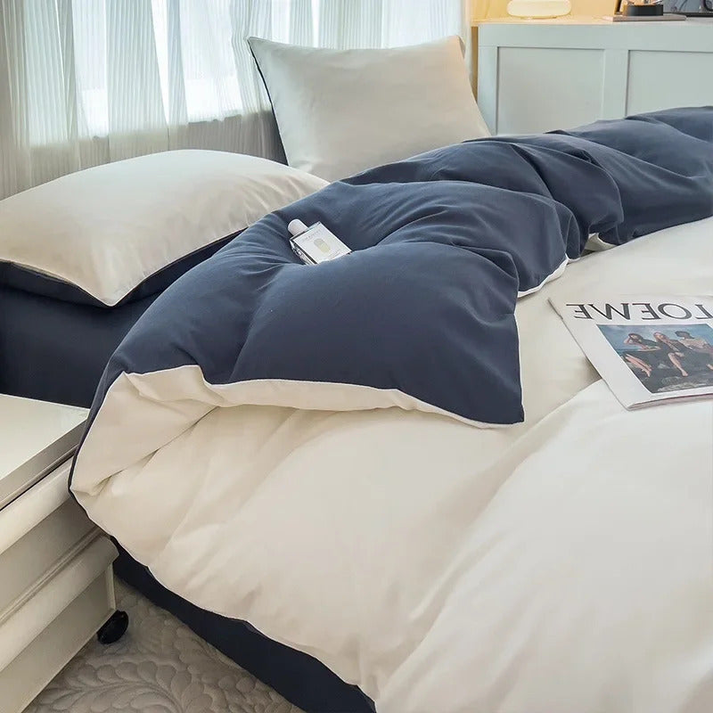 4pcs Solid Color Brush Fabric Bedding Set - Includes Duvet Cover, Pillowcases, and Quilt Cover - Machine Washable, All-Season Comfort - Available in Single, Queen, and King Sizes, Bedding Accessories | Modern Bedding Set | Durable Bedding, Bedding Set