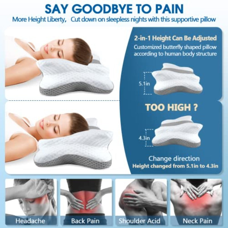 Memory Foam Pillows for Neck and Shoulder Pain Relief Ergonomic Contour Bed Pillow Soft for Side Sleep Stoh Sleeping and Back Sleeper