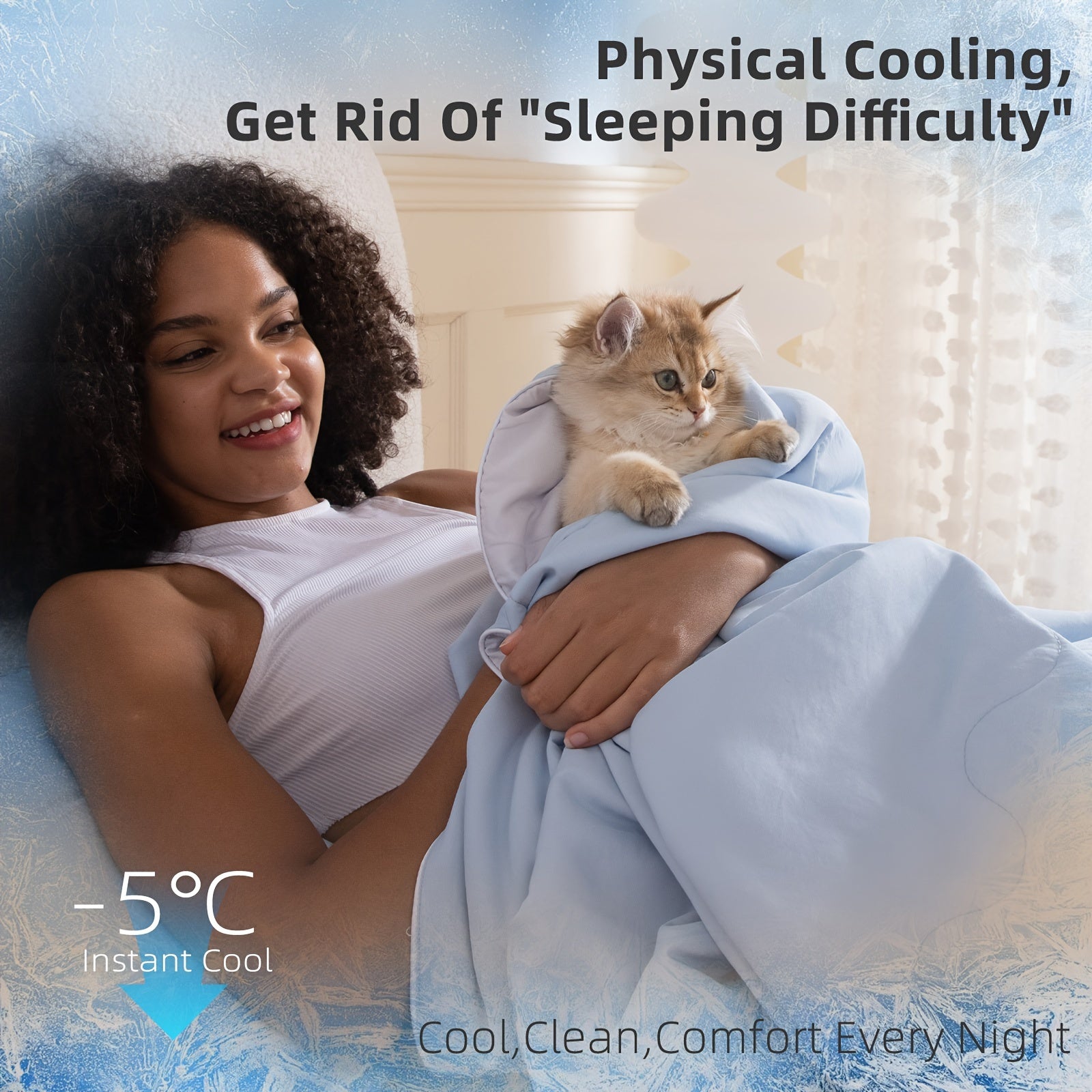 Three Geese Cooling Comforter King Size - Lightweight Soft Breathable Summer Comforter For Hot Sleepers And Night Sweats, Stay Cool All Night, Double Stitch, Q-Max\u003E 0.4 Ultra Soft Cooling Throw Cooling Blanket, Light Blue 106x90