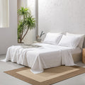 Washed French Linen Sheet Set (1 Flat Sheet, 1 Fitted Sheet & 1or2 Pillowcases), 16\