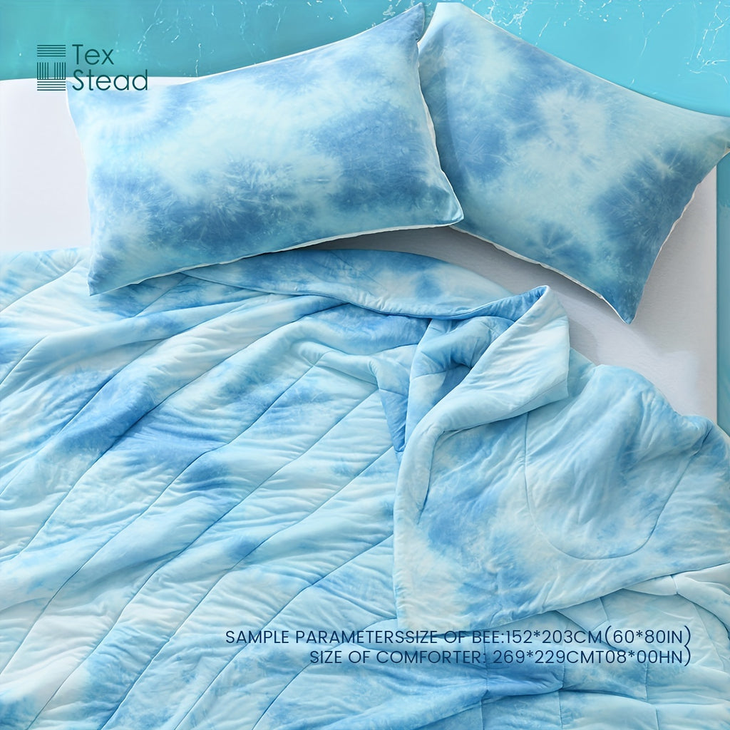 2\u002F3 Pcs Summer High Cool Feeling Value Tie-Dye Wave Quilted Cool Feeling Summer Quilt (1*Cool Feeling Summer Quilt + 1\u002F2 Pillowcase)