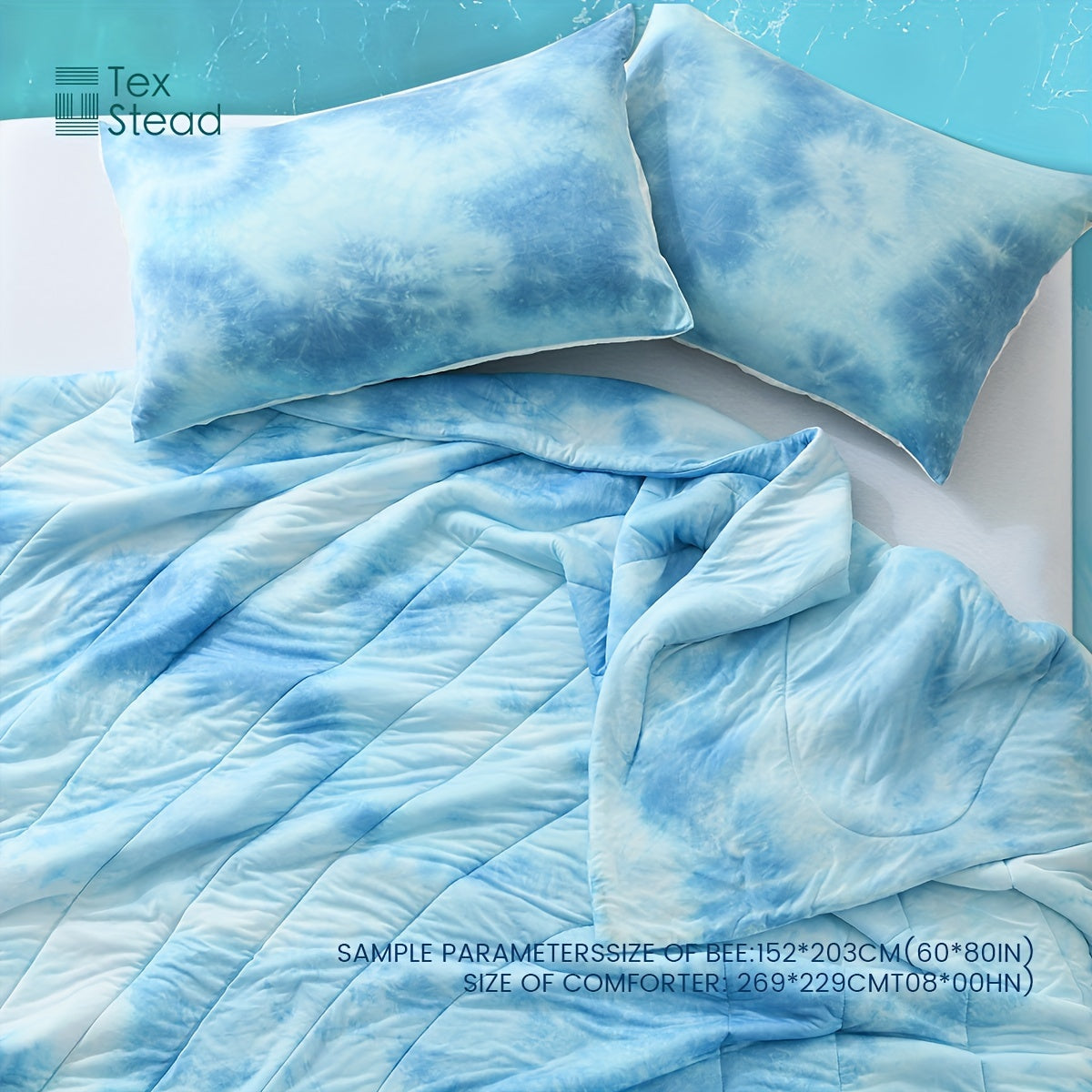 2\u002F3 Pcs Summer High Cool Feeling Value Tie-Dye Wave Quilted Cool Feeling Summer Quilt (1*Cool Feeling Summer Quilt + 1\u002F2 Pillowcase)