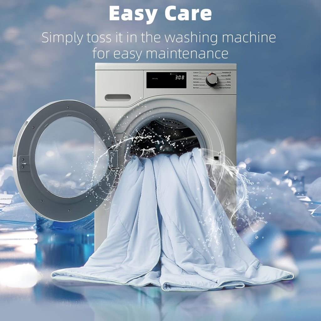 Three Geese Cooling Comforter King Size - Lightweight Soft Breathable Summer Comforter For Hot Sleepers And Night Sweats, Stay Cool All Night, Double Stitch, Q-Max\u003E 0.4 Ultra Soft Cooling Throw Cooling Blanket, Light Blue 106x90