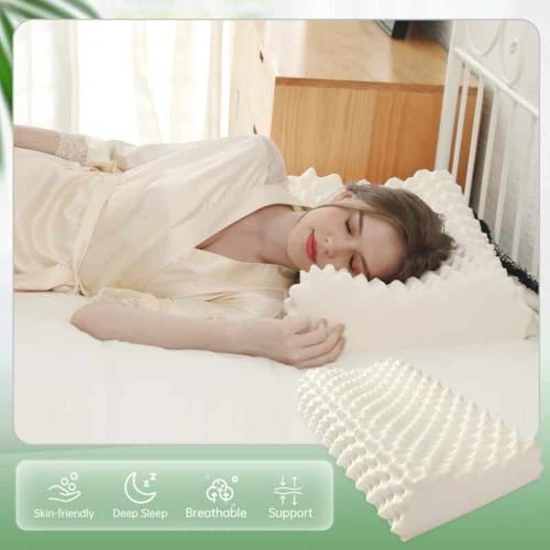 Latex PillowNeck Support Bed Pillows with Removable Comfort Pillowcase Latex Pillow for Side Back and Stomach Sleeping