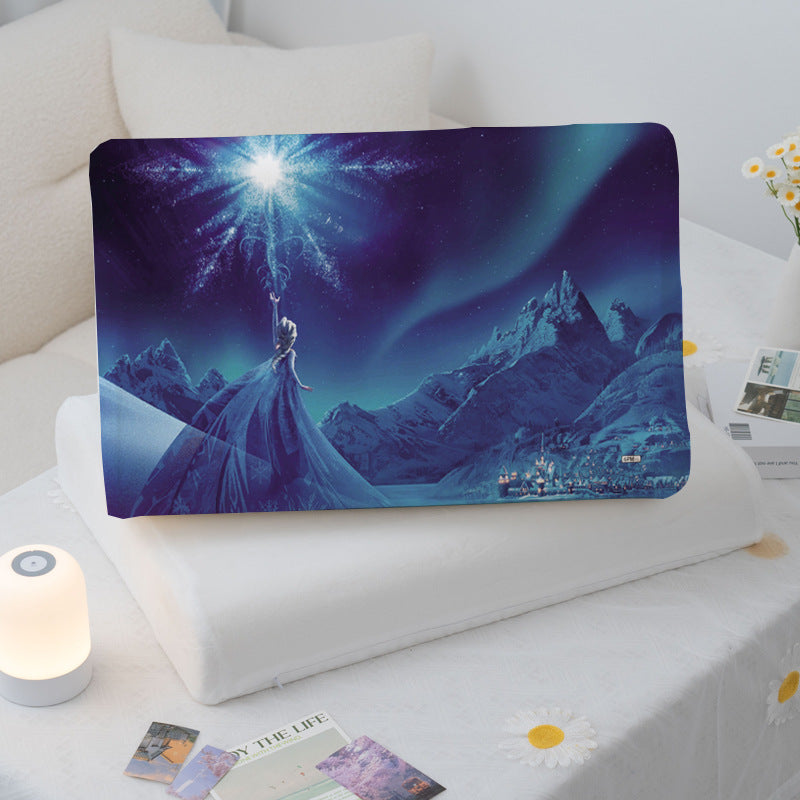 summer new Princess Aisha milk velvet pillowcase 360 wrapped pillow with elastic cool latex pillow., Summer Sleep, Hot Weather Comfort, Elastic Cover, Stylish Bedding, Comfortable Padding, Latex Filling, Adjustable Support, Pillow Protector, Home Decor Lo