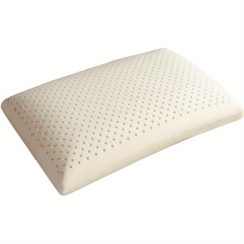 1pc Natural Latex Pillow - Orthopedic Cervical Support Cushion for Spinal Alignment, Medium-Soft Breathable Design, Machine Washable, Ergonomic Sleep Aid for Neck & Back Relief, Comfortable Sleeping, Textured Surface, Durable Construction, Home Users