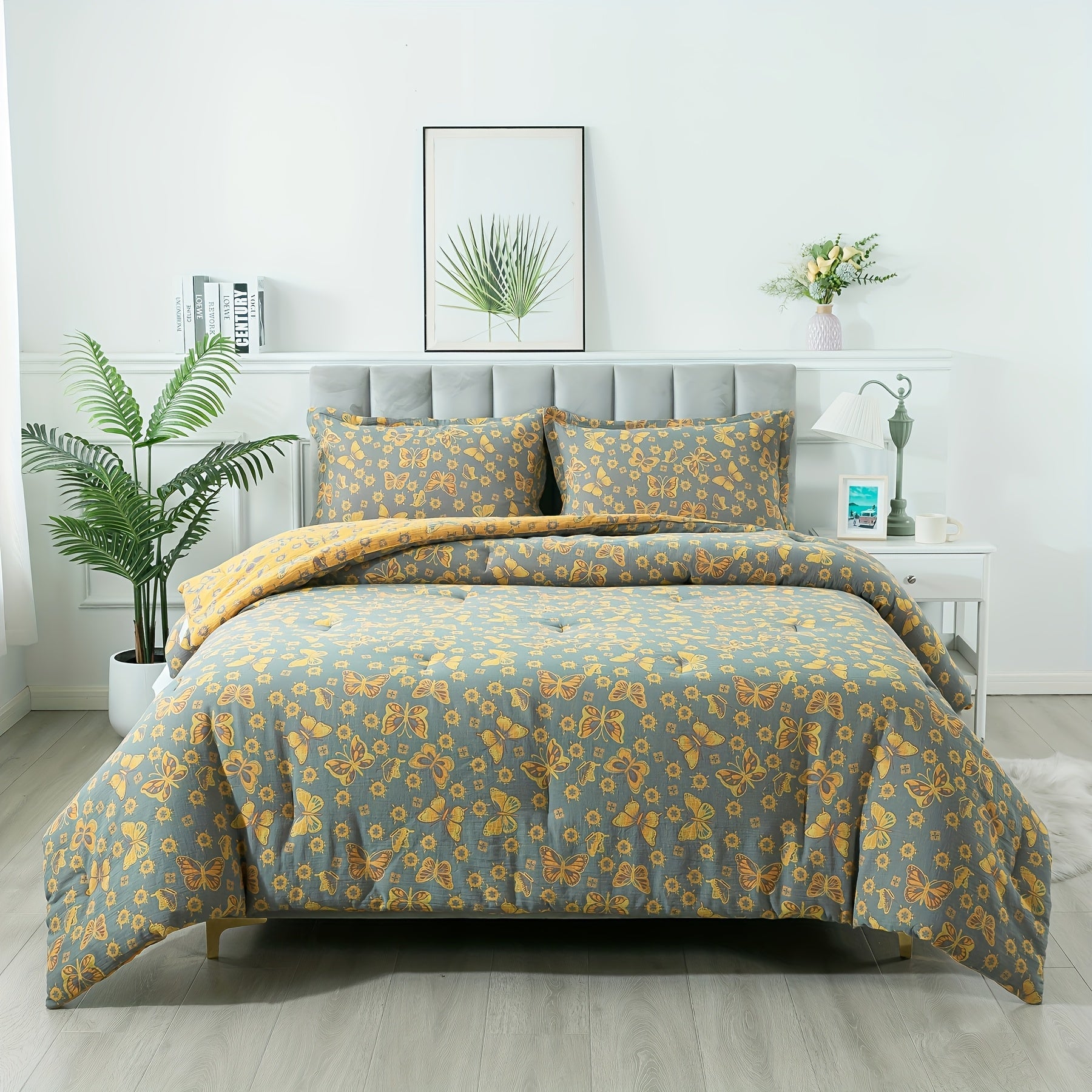 4pcs Washed Double Layer Muslin 100% Patchwork Patterned Vintage Comforter Set, Boho Fluffy Thick Checked Bed Comforter Sets, Luxury Home Hotel Designer Bedding Set, Soft Breathable, All-Season