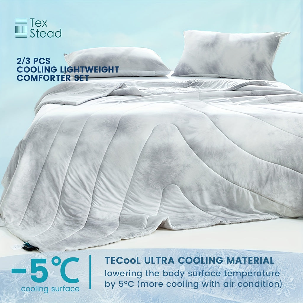 2\u002F3 Pcs Summer High Cool Feeling Value Tie-Dye Wave Quilted Cool Feeling Summer Quilt (1*Cool Feeling Summer Quilt + 1\u002F2 Pillowcase)