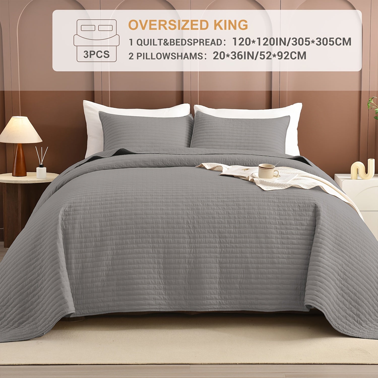 Lightweight Soft Extra Large Thin Quilt Set 3pcs, Minimalist Aesthetic Style, Ultra-Soft Comfortable Lightweight Bedding for All Seasons